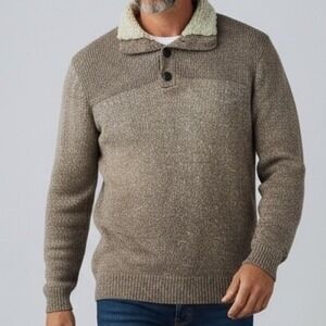 TRICOTS ST RAPHAEL Mens Knit Pullover Sweater Sherpa Collar Brown Size‎ M